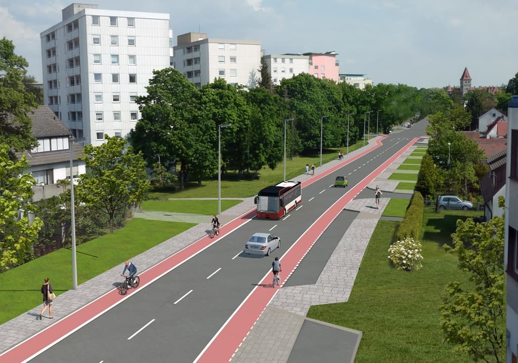 Abschnitt Fußgängerampel am REWE bis Rangaustraße  – nach Umbau